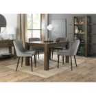 Cannes Dark Oak 4-6 Seater Dining Table & 4 Grey Chairs
