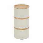 Set of 3 Cream Metal Stacking Canisters