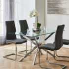 Lumia 6 Seater Rectangle Glass Top Dining Table