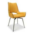 2 x Shankar Mako Swivel Leather Effect Yellow Dining Chairs