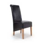 2 x Shankar Krista Roll Back Bonded Leather Black Dining Chairs