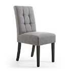2 x Shankar Moseley Stitched Waffle Linen Effect Steel Grey Dining Chairs With Black Legs