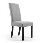 2 x Shankar Randall Stud Detail Linen Effect Silver Dining Chairs With Black Legs