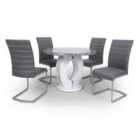 Shankar Neptune Round Dining Table & 4 Callisto Grey Dining Chairs Set