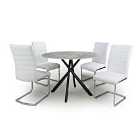 Shankar Avesta Grey Dining Table & 4 Callisto White Dining Chairs Set