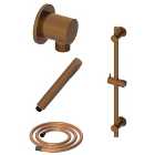 Hadleigh Shower Riser Rail, Wall Outlet, 1.6m Hose & Handset Accessories Kit in Brushed Bronze