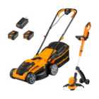 LawnMaster MX 24V 34cm Cordless Lawn Mower and 25cm Grass Trimmer Set with Spare Battery - 2 Year Guarantee