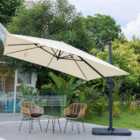 3M Large Square Canopy Rotatable Tilting Garden Rome Umbrella Cantilever Parasol with Square Fillable Base, Beige