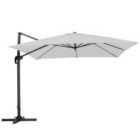 3M Large Square Canopy Rotatable Tilting Garden Rome Umbrella Cantilever Parasol with Cross Base, Light Grey