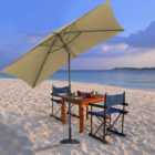 Livingandhome 2x3M Large Garden Rectangular Parasol Outdoor Beach Umbrella Patio Sun Shade Crank Tilt No Base, Taupe