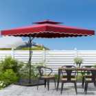 Livingandhome 2.5M Patio Garden Parasol Cantilever Hanging Umbrella with Petal Base, Wine Red