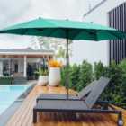 Livingandhome 4.6M Garden Patio Double Sided Parasol Sun Shade Umbrella Crank Without Base, Dark Green