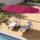 4.6M Garden Double-Sided Parasol Umbrella Patio Sun Shade Crank With Round Base, Wine Red