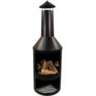 140cm Tall Outdoor Garden Patio Chiminea / Log Burner / Fire Pit with Log Store & Cover