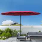Livingandhome 4.6M Garden Outdoor Double Sided Parasol Umbrella Patio Sun Shade Crank No Base, Wine Red