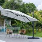 3M Large Square Canopy Rotatable Tilting Garden Rome Umbrella Cantilever Parasol with Square Fillable Base, Light Grey