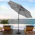 3M Large Rotating Garden Parasol Outdoor Beach Umbrella Patio Sun Shade Crank Tilt with Round Base, Light Grey