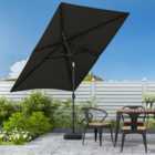 2x3M Outdoor Garden Rectangular Parasol Umbrella Patio Sun Shade Crank Tilt with Square Base, Black