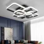 8 Lights Squares Black Contemporary LED Energy Efficient Semi Flush Acrylic Ceiling Light Cool White