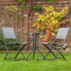 Gardenwize 3 piece Grey Outdoor Garden Camping Patio Folding Table Chair Bistro Set