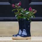 Midnight Blue Wellington Outdoor Boot Ceramic Flower Pot Garden Planter Pot Gift for Gardeners