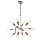 Luminosa Hal Large Industrial Style Multi Arm Pendant Light, Aged Pewter & Copper with Adjustable Heads