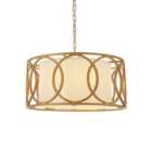 Luminosa Varese 4 Light Ceiling Pendant Brushed Gold Paint & White Fabric