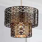 Cut Out 2 Tier Antique Brass Easy Fit Pendant Shade