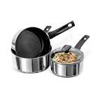 Prestige 9X Tougher Stainless Steel Non Stick Induction 3 Piece Saucepan Set With Toughened Glass Lids