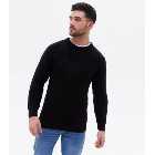 Black Fine Knit Relaxed Fit Crew Neck Jumper