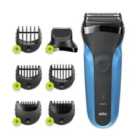 Braun BRA310BT Series 3 ProSkin Wet and Dry Electric Shaver - Blue