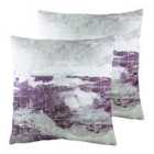 Evans Lichfield Landscape Twin Pack Polyester Filled Cushions Steel / Purple