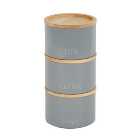 Set of 3 Grey Metal Stacking Canisters