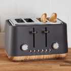 Contemporary 4 Slice Matt Grey Toaster