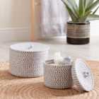 Set of 2 Paper Grey Woven Storage Baskets