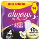 Always Platinum Night Sanitary Pads (Size 4) 14 per pack