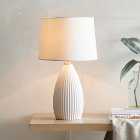 Dorma Purity Dual Lit Ribbed Porcelain Table Lamp