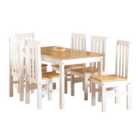 Ludlow Rectangular Dining Table with 6 Chairs, White Pine