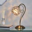 Bergen Crystal Antique Brass Table Lamp