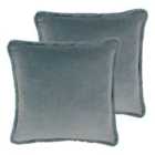 Paoletti Freya Twin Pack Polyester Filled Cushions Duck Egg
