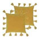 Furn. Medina Polyester Filled Cushions Twin Pack Cotton Ochre