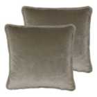 Paoletti Freya Twin Pack Polyester Filled Cushions Taupe