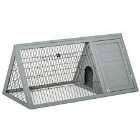 Pawhut Outside Wooden Rabbit Hutch With Outside Area - Grey