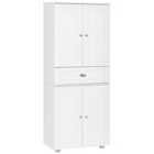 Homcom Tall Kitchen Storage Cabinet Cupboard With 1 Drawer White