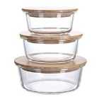 Homiu 3 Piece Glass Containers With Flat Lid