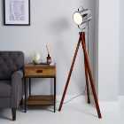 Carlton Camera Tripod Wood Floor Lamp