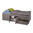 Low Single 3Ft Cabin Bed 4 Drawers Grey