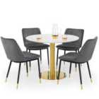 Julian Bowen Set Of Palermo Round Dining Table & 4 Delaunay Grey Chairs
