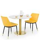 Julian Bowen Set Of Palermo Round Dining Table & 2 Delaunay Mustard Chairs
