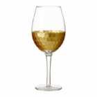 Premier Housewares 4x Large Wine Glasses - Gold Honeycomb
